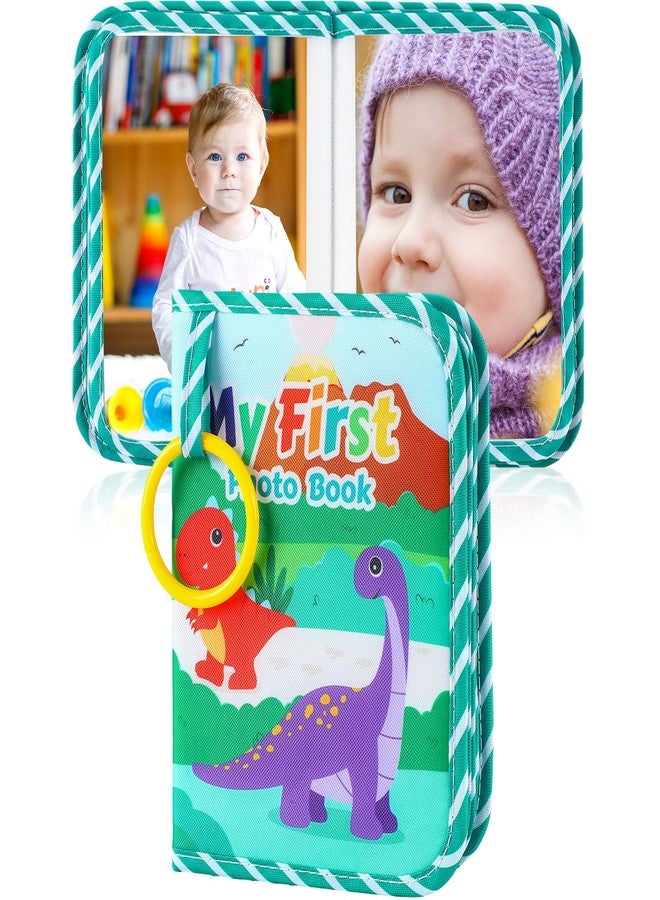Reallnaive Baby Photo Album Holds 17 4x6 Pictures My First Soft Cloth Family Photo Book with Name Tag Stickers Fabric Kid Memory Keepsake Gift for Newborn Toddler Boy Girl Baby Shower(Green Dino) - Image 1